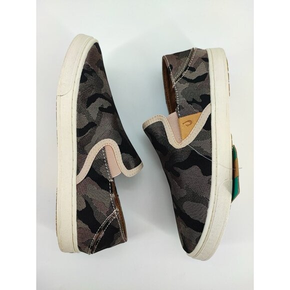 Olukai Women's Pehuea Pa’i Canvas Slip On Camo Grey Shoes Size 6 US - Picture 5 of 8